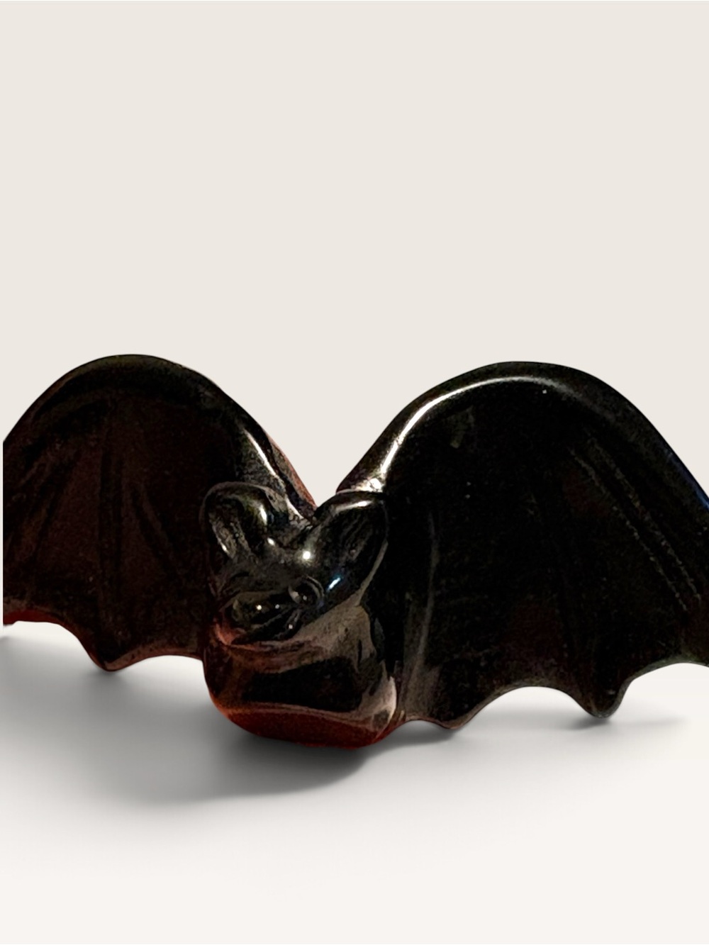 Black Obsidian Bat Figurine - Halloween Decorative Home Art - Picture 2 of 8